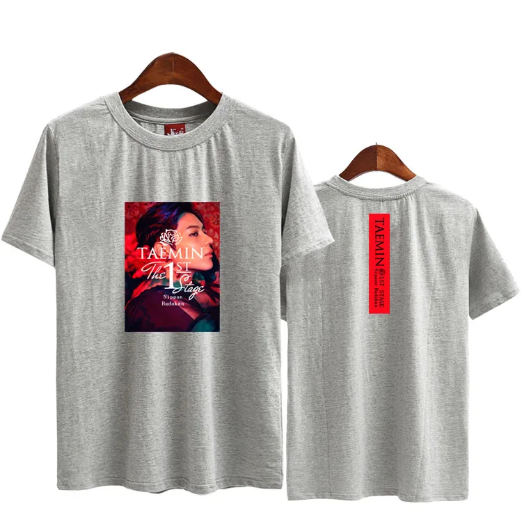 Летняя стильная футболка с короткими рукавами и круглым вырезом и надписью «shinee taemin the first stage concert same», свободная футболка унисекс в стиле kpop - Цвет: 4