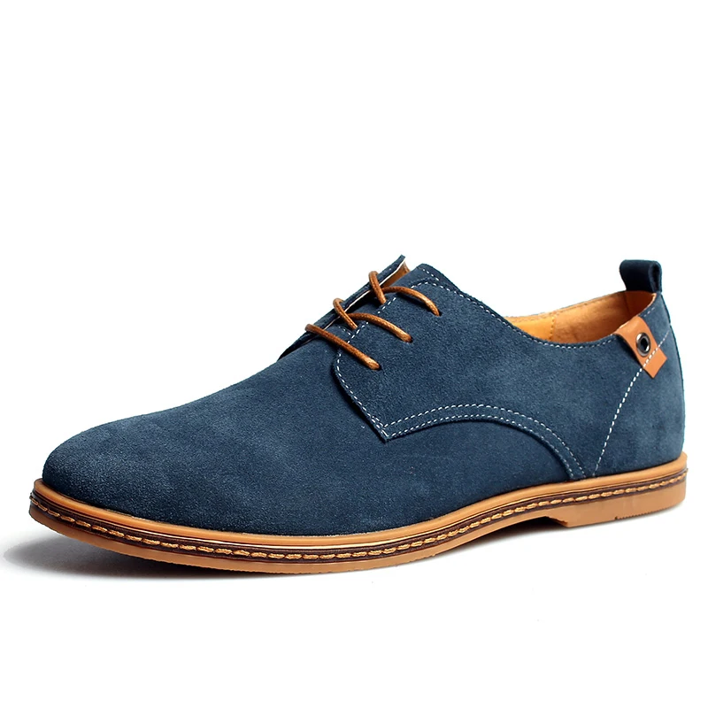 

2019 Fashion Men Casual Shoes Cow Suede Lace-Up Shoes Flats Men Leather Shoes Zapatillas Hombre Size 38-48