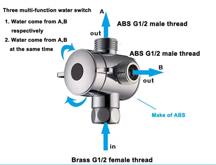 T-adapter для ванной комнаты G 1/2 дюймов клапан переключающий для ручной душевой головки или Биде опрыскиватель 11-016a