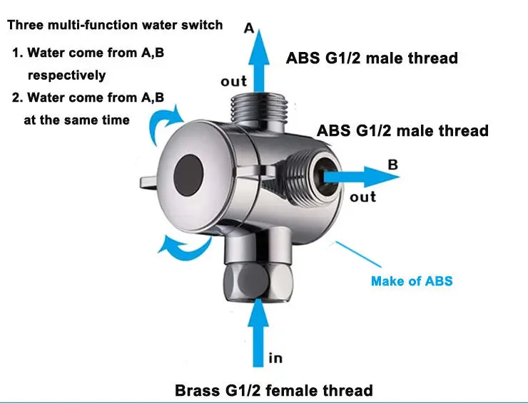 Т образный адаптер для ванной комнаты G 1/2 дюйма клапан переключатель ручной