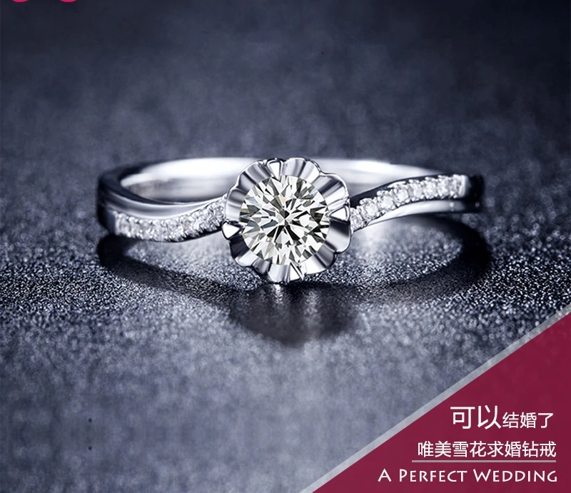 18K White Gold GIA Diamond Engagment Ring Wedding Band 0.2+0.1ct GIA Diamond Jewelry Handmade Jewellery for Women