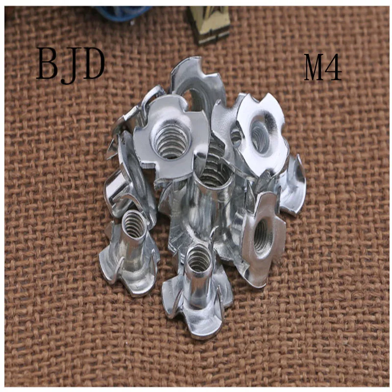 100pcs M4 T nut 4mm four claw nut four claw female furniture nuts