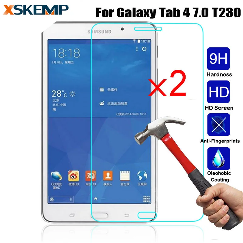 XSKEMP 2 шт./лот уровень твердости 9H планшеты закаленное стекло для Samsung Galaxy Tab 4 7,0 T230 T231 T235 экран протектор Защитная пленка