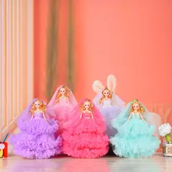 3D глаза куклы трехслойная юбка принцессы Свадебное платье Фиолетовый красные, Синие игрушки куклы для детей девочек куклы набор детские
