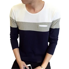 2017 Spring New Men's T Shirt Fashion O Neck Long Sleeve Casual Stripe T Shirts Men High Quality Cotton T-Shirt Plus Size 5XL sexy hollow high neck stripe pattern t shirt