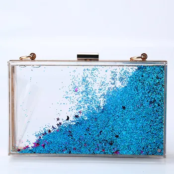

Ladies Clutch Bag Women Evening Party Wild Bag Evening Women Double-Sided Liquid Quicksand Acrylic Translucent Clutch Bags K612