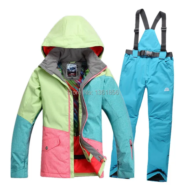 Cheap Free shipping new 2014 winter brand women waterproof  women ski suit snowboard jacket and pants clothing set