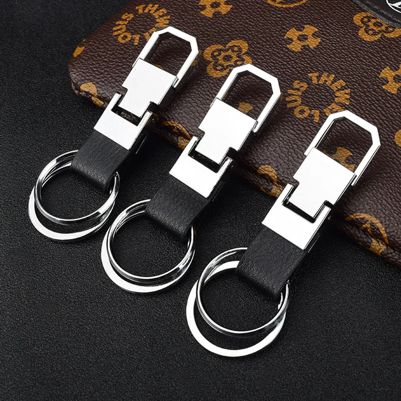 Fashion Men's Leather + Metal Key Chain Ring Holder Waist Hanged