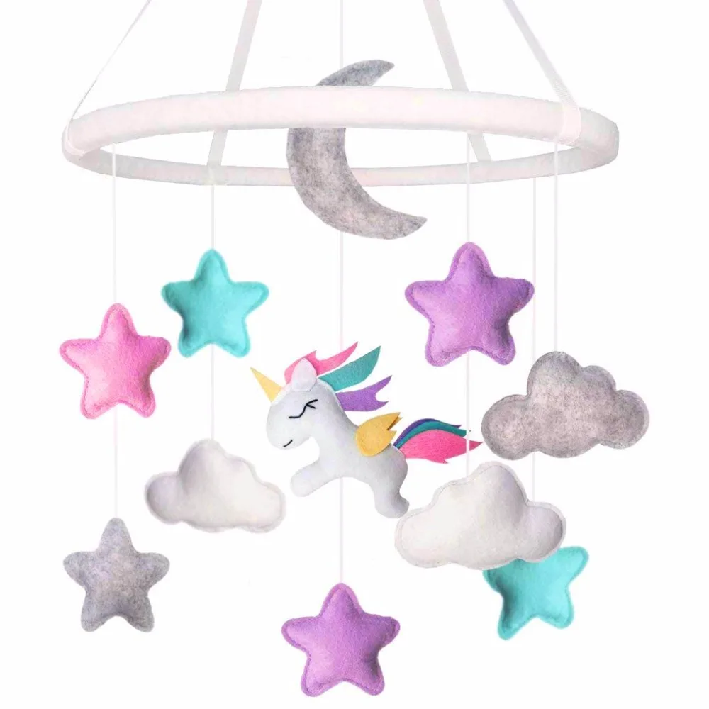 

Baby Girl Unicorn Felted Mobile for Crib and Room Decor