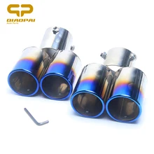 Universal Modified Car Exhaust Muffler Tail Stainless Steel Pipe Chrome Trim Exhaust Rear Tail Muffler Tip Turbo Sound Half Blue universal car exhaust muffler tip high quality stainless steel pipe chrome trim modified car tail pipe exhaust system new