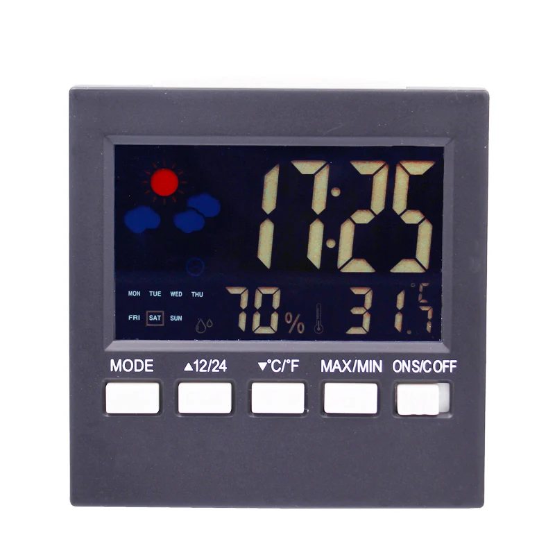 

Digital LCD temperature humidity meter Weather Forecast Calendar weather station Tester Clock Alarm Thermometer Hygrometer 40%of