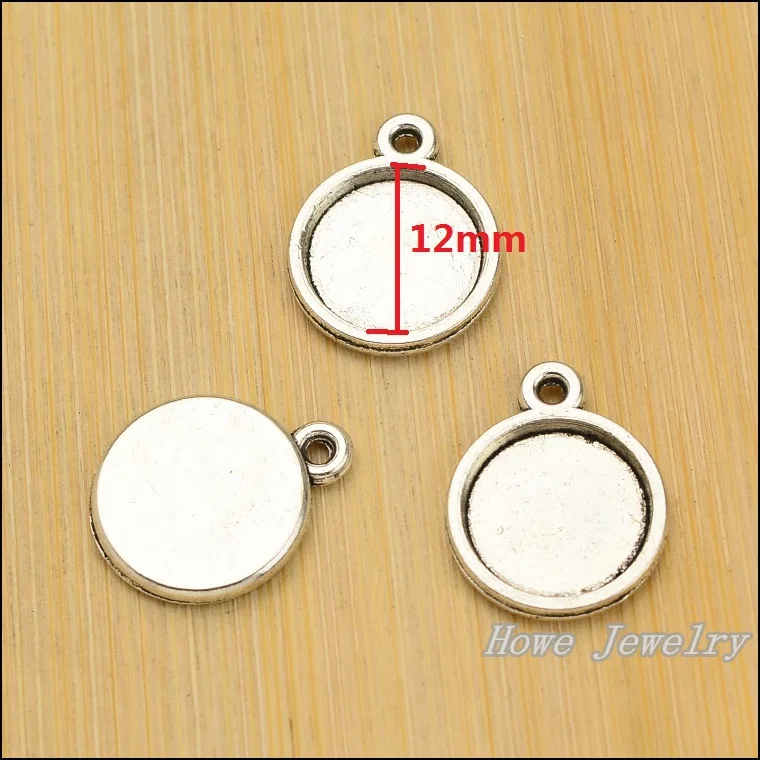 

wholesale 100pcs retro round Cameo/Cabochon charm Tibetan silver fit for Necklaces & Pendants metal jewelry findings