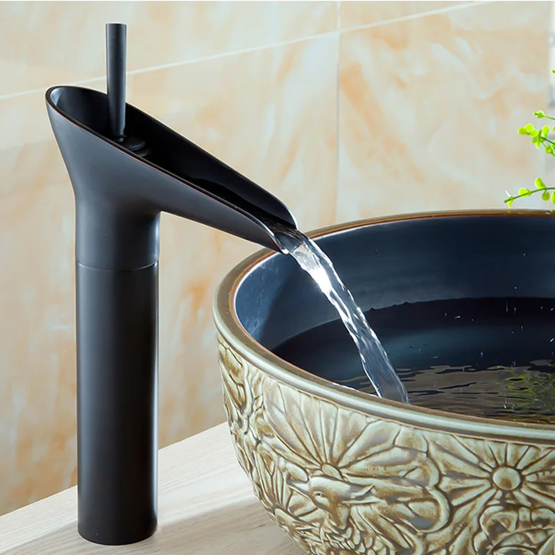 Wholesale and Retail Bathroom Waterfall Basin Faucet Single Lever Vessel Sink Mixer Tap with Hot Cold