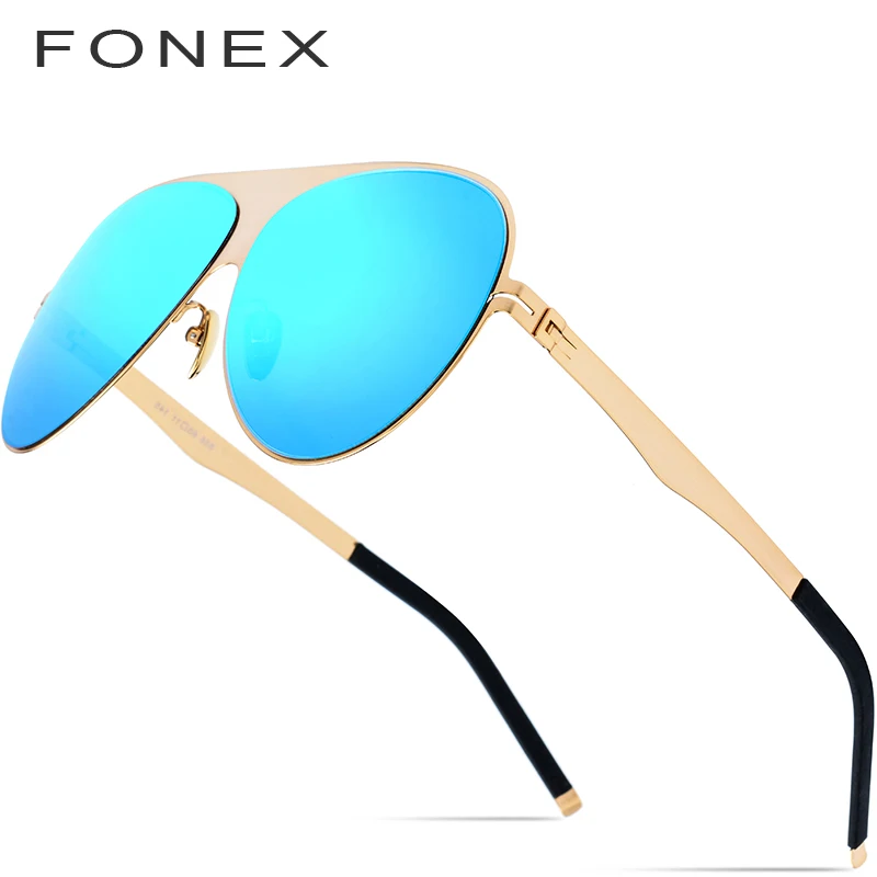

FONEX Aviation Polarized Sunglasses Men 2019 Fashion Brand Designer Oversize Screwless Eyewear Driving Sun Glasses for Men 856