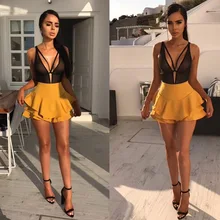 Летнее женское платье с оборками, юбка с оборками, юбка с высокой талией, вечерние Женская мини-юбка, женская одежда, faldas mujer moda