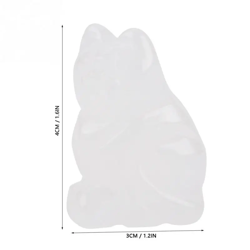 1.5IN красочные натуральный материал ручной работы резьба Lucky Cat форма камень пейзаж котенок микроландшафт горшок культуры инструменты - Цвет: White Crystal