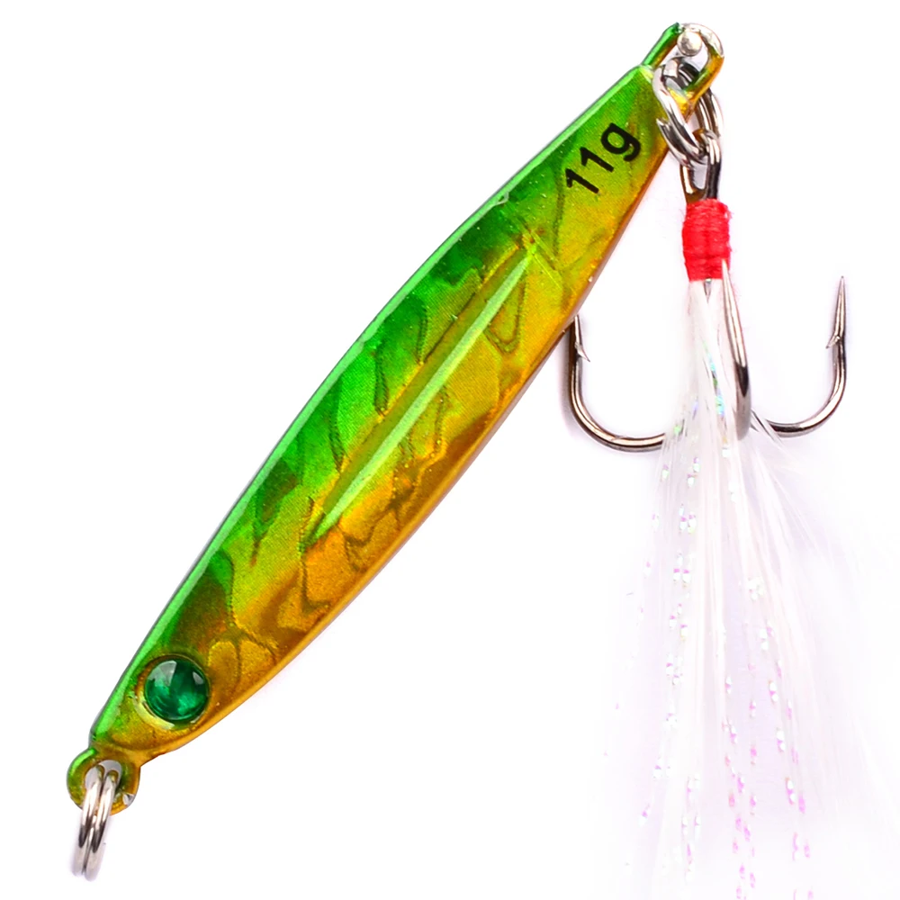 

Surf Walker Metal Sequins Spoon Fishing Lure 8CM with Feather Noise Paillette Hard Baits Treble Hook Pesca Fishing Lures Tackle