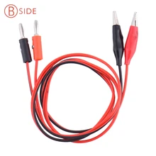 Banana Plug 4mm To Shrouded Copper Electrical Clamp Alligator Clip Test Cable Leads 1M For Multimeter Testing Probe