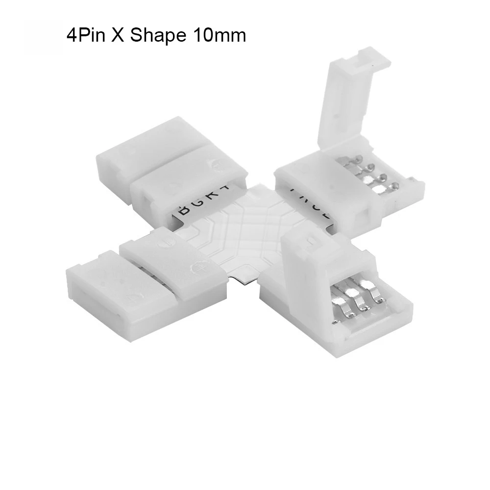 1/5/10 шт 4pin RGB L T X Форма светодиодный разъем зажим для подключения угол 5050 RGB Светодиодные ленты светильник пайки печатной платы: 10 мм - Цвет: X Shape 10mm