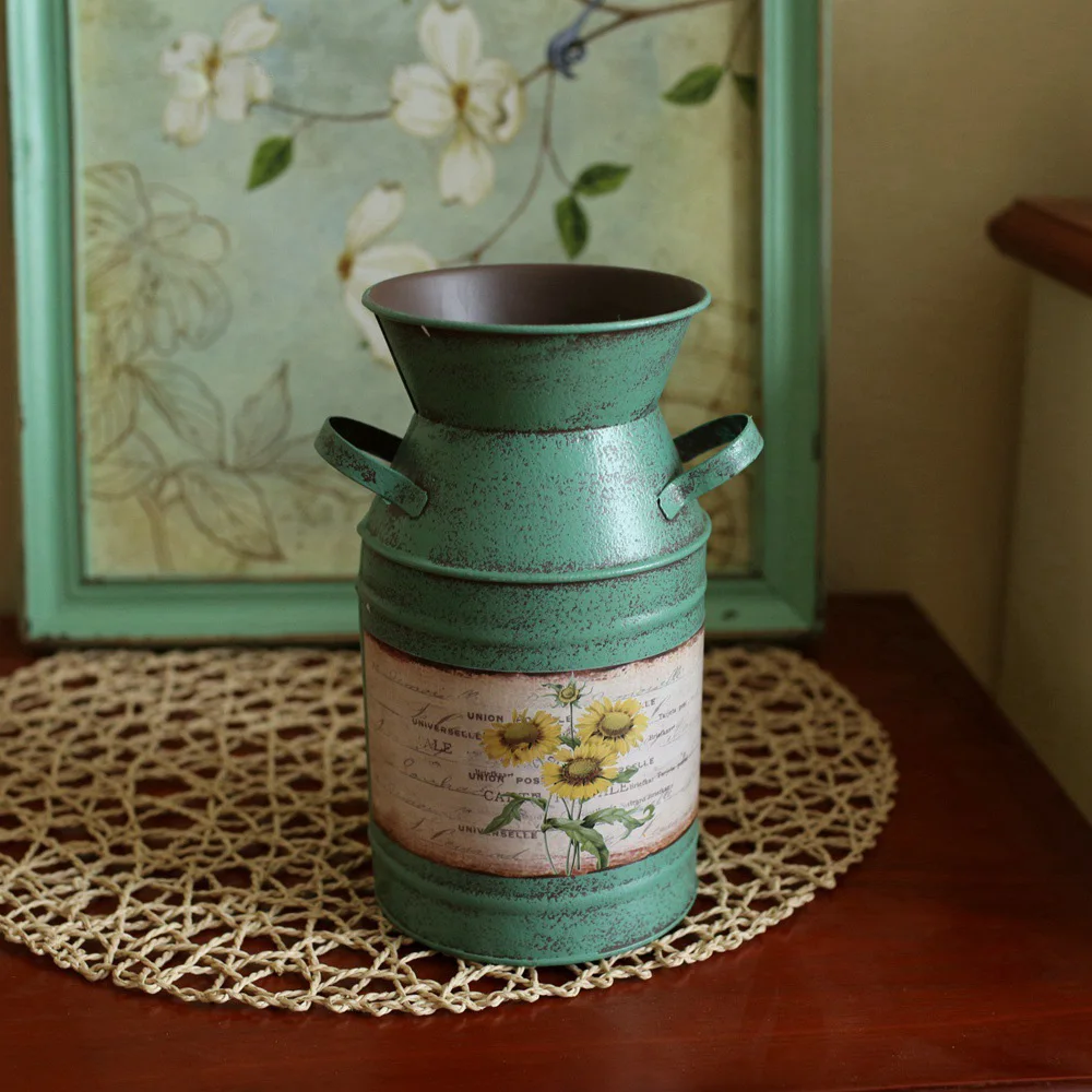 Yellow Green Blue Vintage Style Vases American Country Home Decor Simulation Flower Vases with