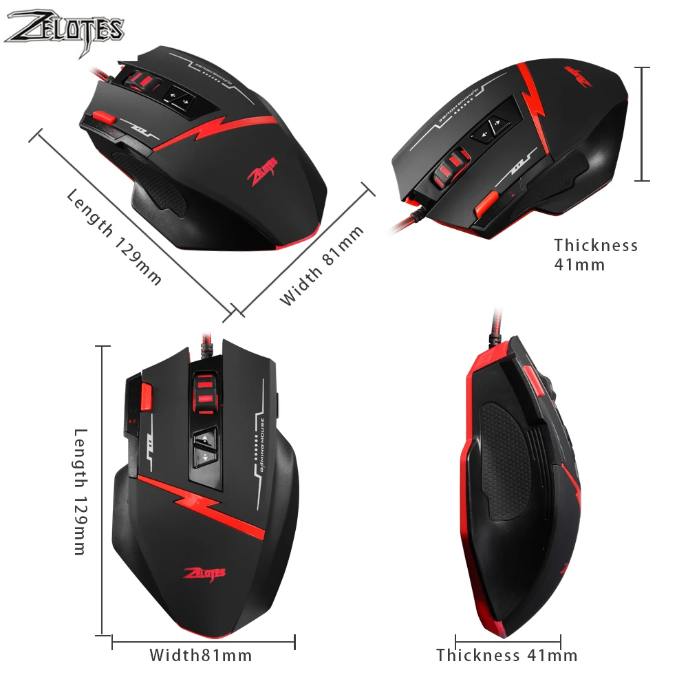 Zealot C-8 программируемый светодиодный оптическая USB игровая мышь 2500 dpi 8 кнопок компьютерная мышь ручная игра игровая мышь для ПК ноутбука