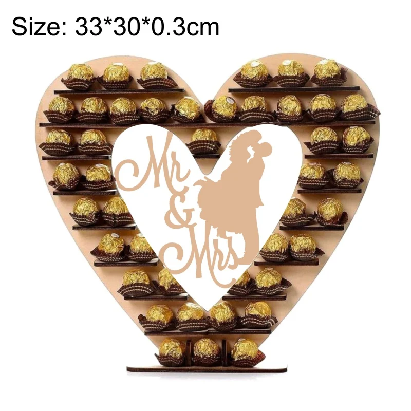 

Wedding Anniversary Deco Display Rack Candy Snacks Shelf Birthday Party Wooden Chocolate Stand Valentine's Day Heart Shape Gift