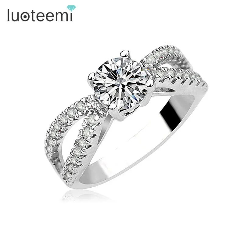 

LUOTEEMI Classic New Tiny CZ Women Wedding Engagement Finger Rings Zircon Jewelry Brand Love Gift Bridal Wedding Ring