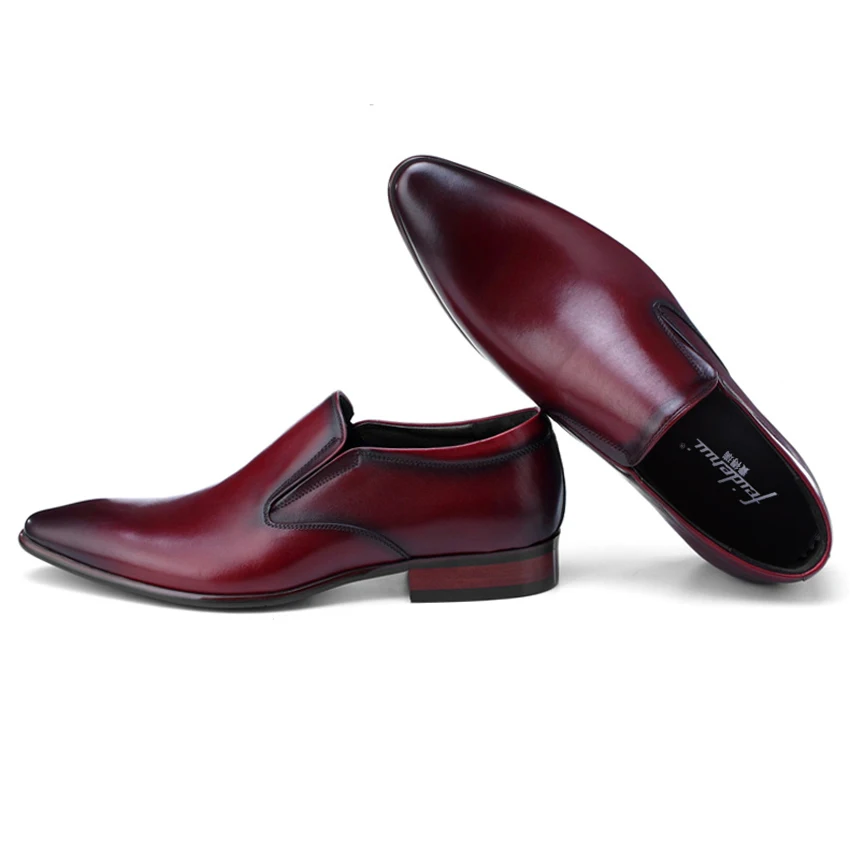 Genuíno Homem Vinho Clássico Homens Couro Italiano Toe Partido Preto Apontou Casamento De vermelho Designer Deslizamento Bql168 Handmade Em Sapatos Dos Casuais R6wXqqz