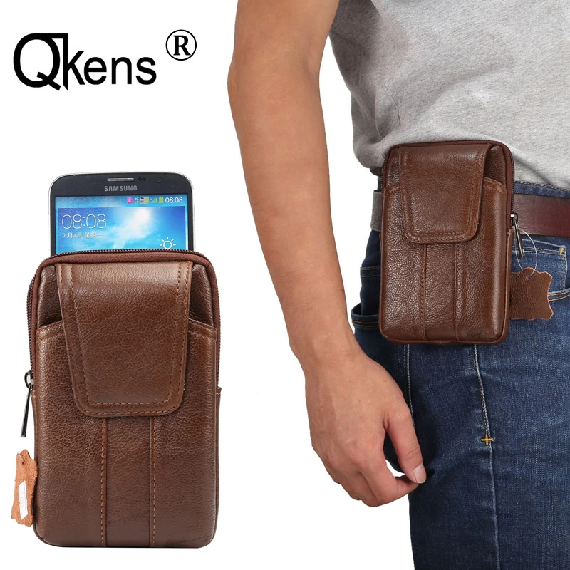 

Genuine Leather Case Man Belt Waist Bag Coin Purse Wallet Pocket Pouch Pack Vintage Bag Universal Below 6.2 inch Mobile Phones