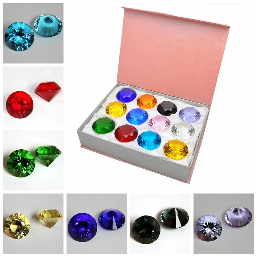 

crystal mix coloe diamond 30mm/ 1.18inch 12 pieces decorative crystal diamond paperweight