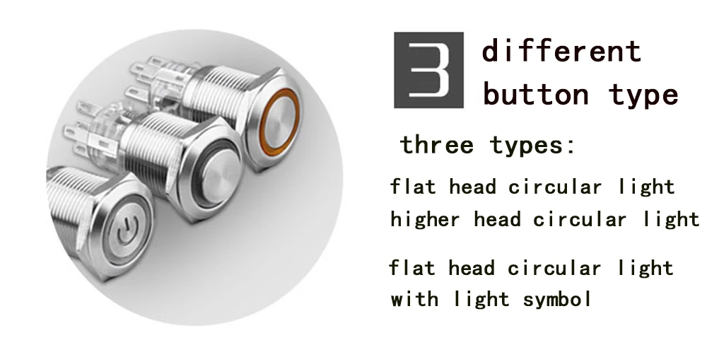 19 мм металлическая кнопка, водонепроницаемый светильник, символ, кнопка, светодиодный светильник, самоблокирующийся Выключатель без фиксации, кнопка самосброса