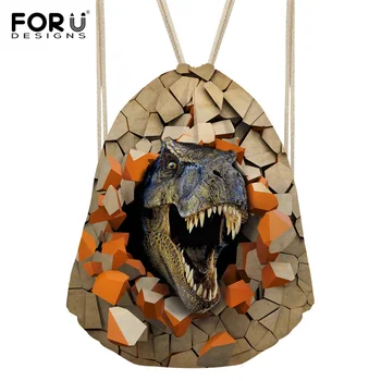 

FORUDESIGNS Dinosaur Drawstring Bags Unisex Causal Girls Shopping Bags Women Men Travel Backpacks Travel Storage Package bolsa