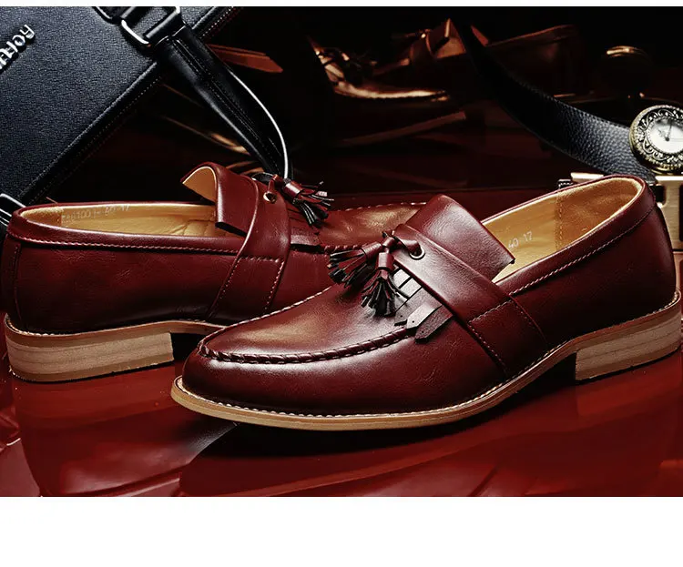 Мужская модельная обувь; Новинка года; модная мужская обувь Bullock; Повседневная Нежная мужская обувь без застежки; кожаная официальная обувь с кисточками; OO-63-оксфорды в деловом стиле