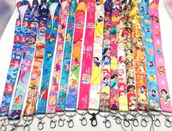 

10pcs/20pcs/30pcs/50pcs Princess snow white Ariel Neck Straps Lanyards ID Card Key chain gifts