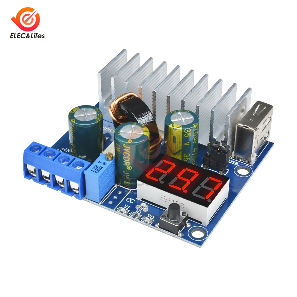 

100W 6A LED Digital Voltmeter DC-DC Step Up Converter Adjustable Boost Module Power Supply DC 3~35V 5A 6A(Max) USB voltage meter