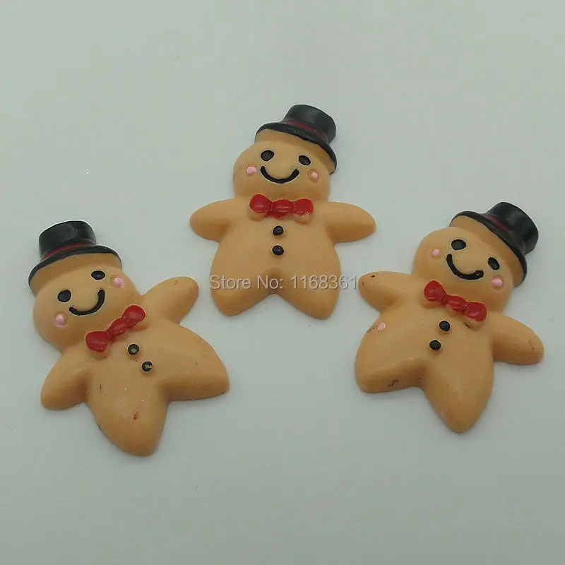 1pcs/lot resin flatback black hat Gingerbread Man 30mm Cabochons Scrapbooking Hair Bow Center DIY Christmas decration C109-2
