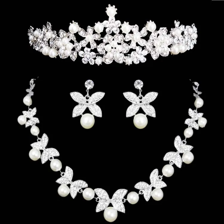 Jóia nupcial tiara colar e brinco conjunto Coroa Tiara de Strass Acessórios Do Casamento Bridal jóias de cristal (3)