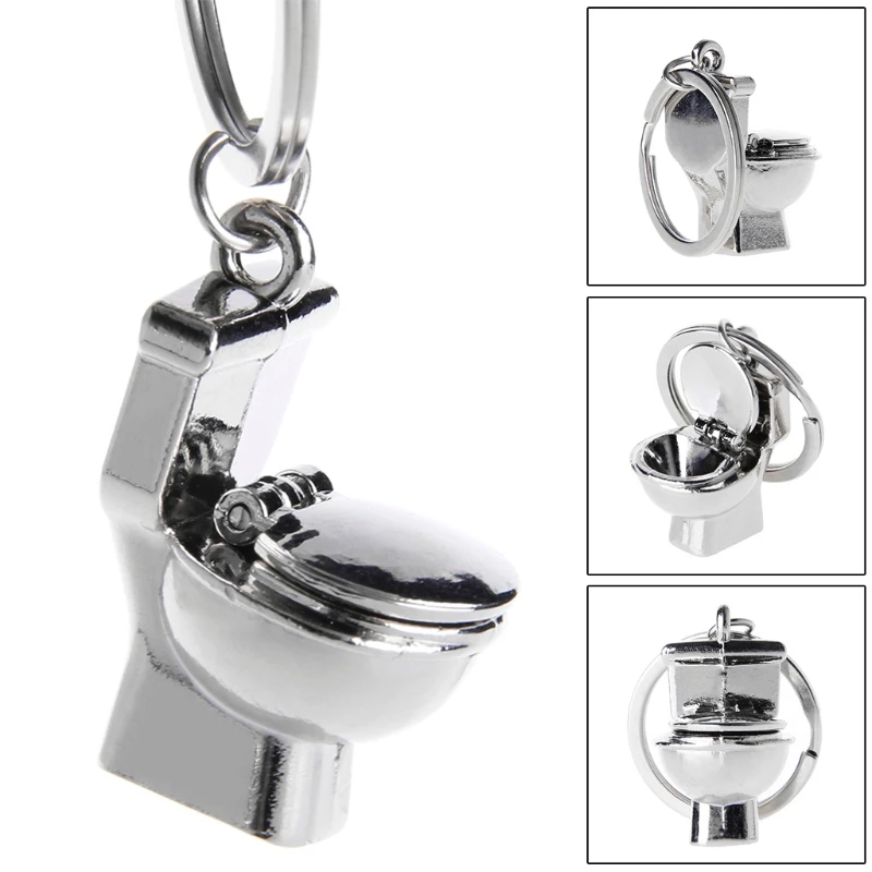 New Silver Toilet Seat Key Ring Toy Car Metal Symbol Keychainin Key