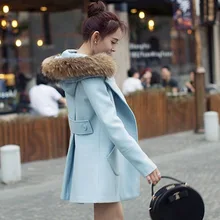 Hot sale korea version women winter Plaids and tweeds women trench thick coat wool collar young girl/women winter need