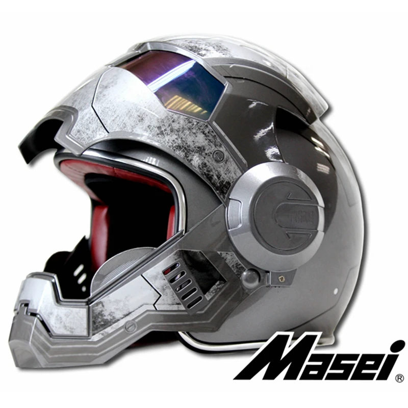 Kopen Goedkoop NIEUWE Grijs MASEI IRONMAN Iron Man Helm Motorhelm Retro