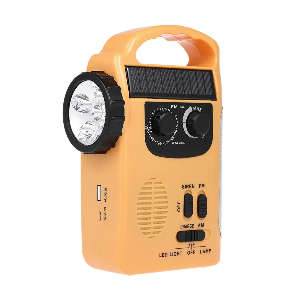 

RD339 Solar Energy Radio Emergency Mobile Phone Charger FM AM Radio with LED Flashlight Lamp Siren Alert for Outdoor Activities