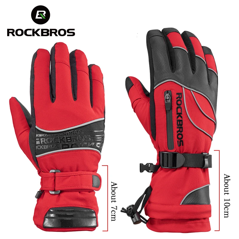 ROCKBROS الشتاء الدراجات الدراجة قفازات الدافئة الحرارية الكامل يندبروف القفازات النساء الرجال دراجة التزلج في الهواء الطلق الرياضة قفازات