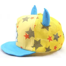 Cute baby boy soft hat child star baseball cap with the horn kids girl lovely summer flanging hat