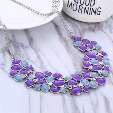 Рождественский подарок, разноцветное женское ожерелье с бусинами, геометрические мозаичные камни, дикая мода, ожерелье из смолы для женщин, ожерелье-чокер
