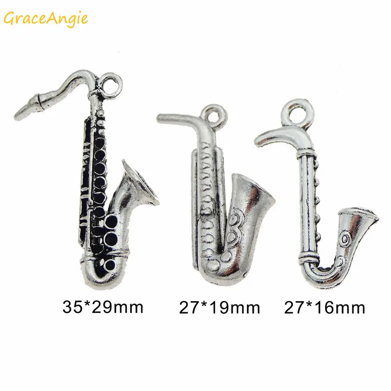 

GraceAngie 15pcs Mixed SaxoPhone Charm Zinc Alloy Pendant Music Instrument Jewelry Necklace Bracelet DIY Accessory Making