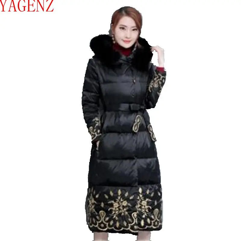 

2018 Upscale Female basic coat New Winter coat Fox fur collar Hooded Warm Down jacket coat Fashion Temperament Winter jacket 850