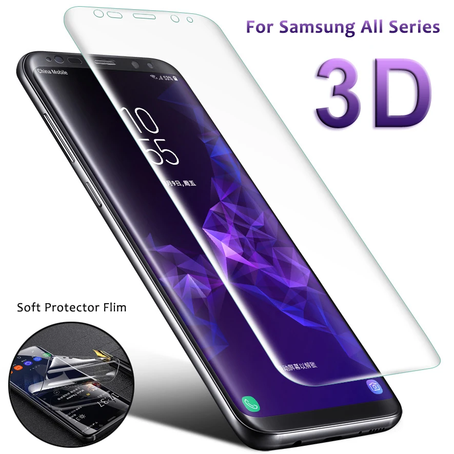 

3D Soft Film on the For Samsung Galaxy S9 S8 Plus S7 Edge Note 8 9 A6 A8 Plus 2018 Screen Protector Protection Film Not Glass