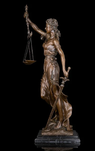

003198 Abstract Art Sculpture Bronze Copper Marble Lady Justice Snake Statue Figurine