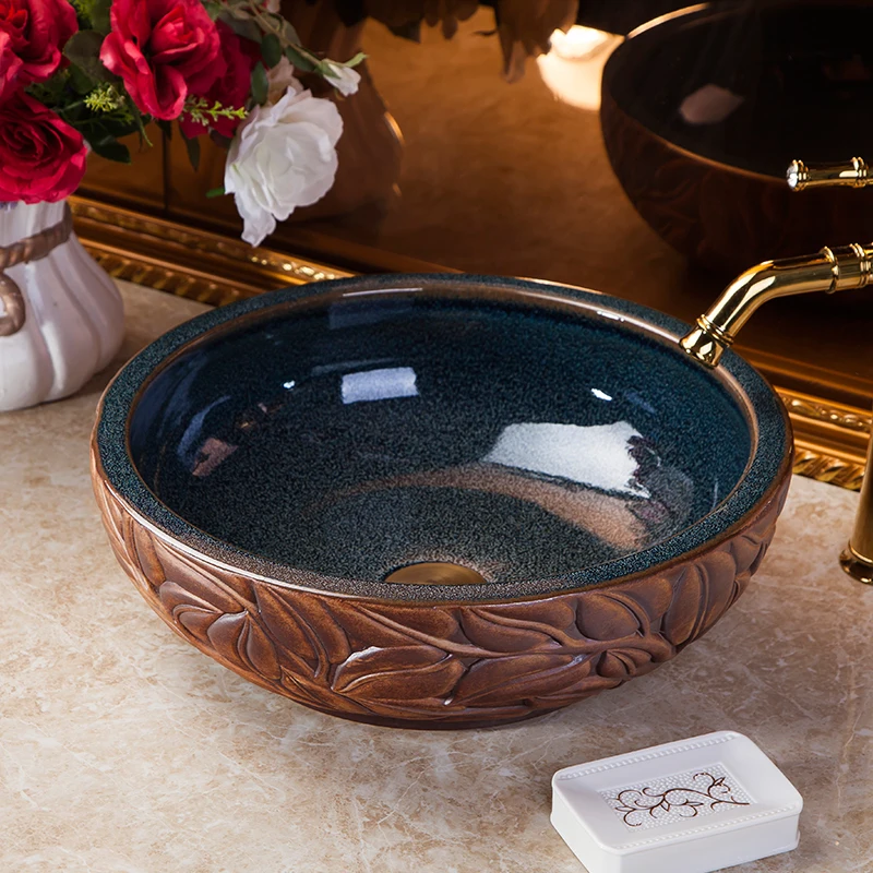 Europe Vintage Style Ceramic Art Basin Sink Counter Top Wash Basin Bathroom Vessel Sink vanities simple wash basin bathroom sink (9)