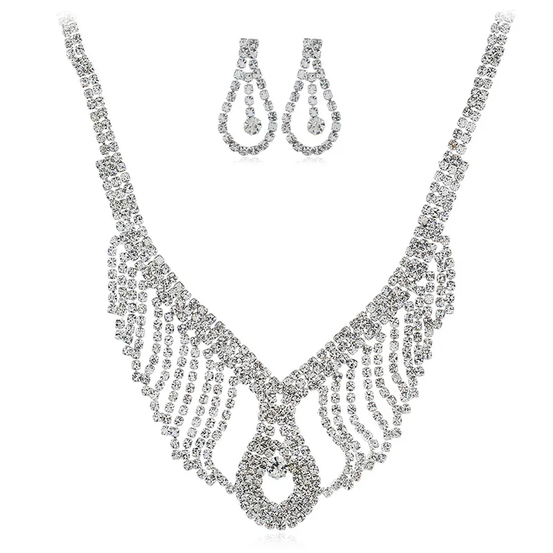 Fashion Jewelry Set Crystal Necklace &amp Earrings Wedding Party for Women Accessories | Украшения и аксессуары